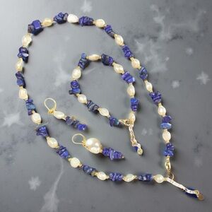 Lapis Lazuli & Pearl Jewelry Set